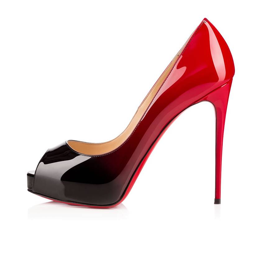 Women's Christian Louboutin New Very Prive 120mm Patent Degrade Peep Toe Pumps - Black-red/Black [4712-365]